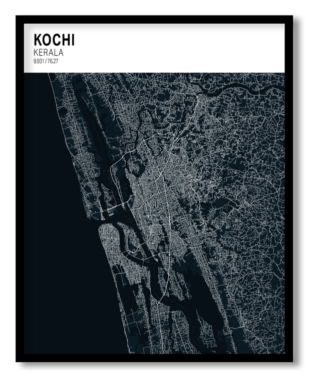 Strip above poster blue map of Kochi