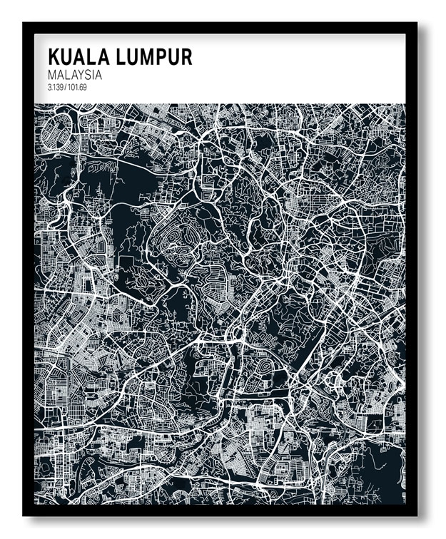 Strip above poster blue map of Kuala Lumpur