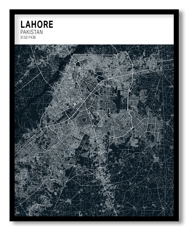 Strip above poster blue map of Lahore