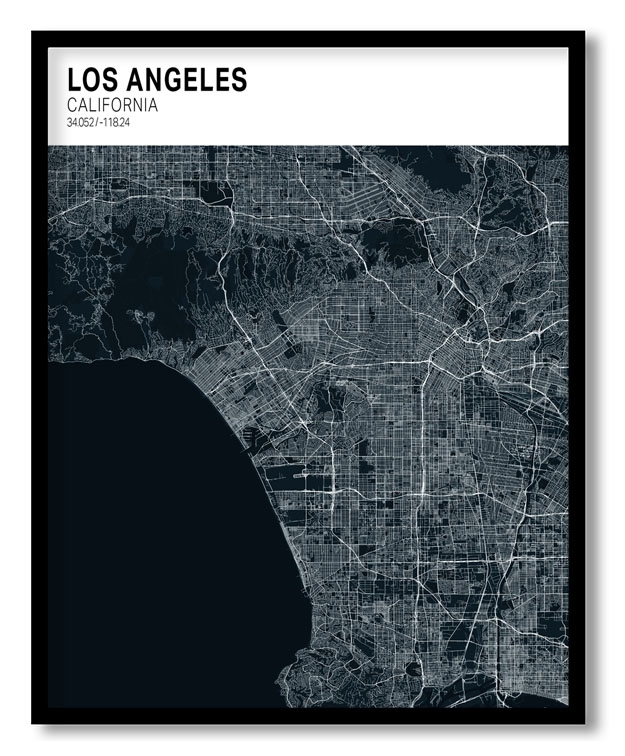 Strip above poster blue map of Los Angeles