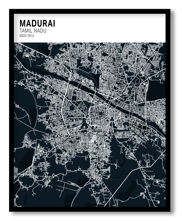 Strip above poster blue map of Madurai