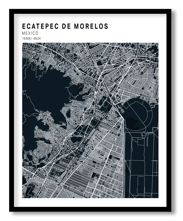 Pantone above blue map of Ecatepec De Morelos