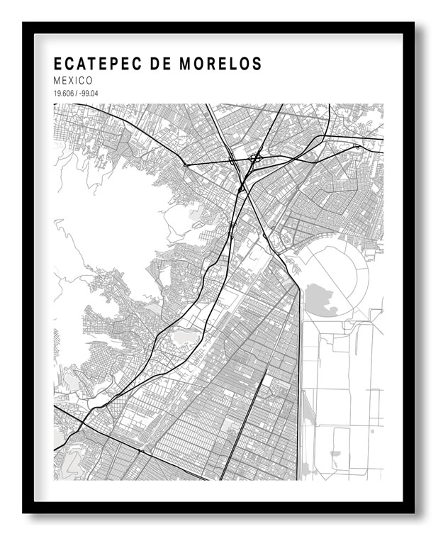 Pantone above white map of Ecatepec De Morelos