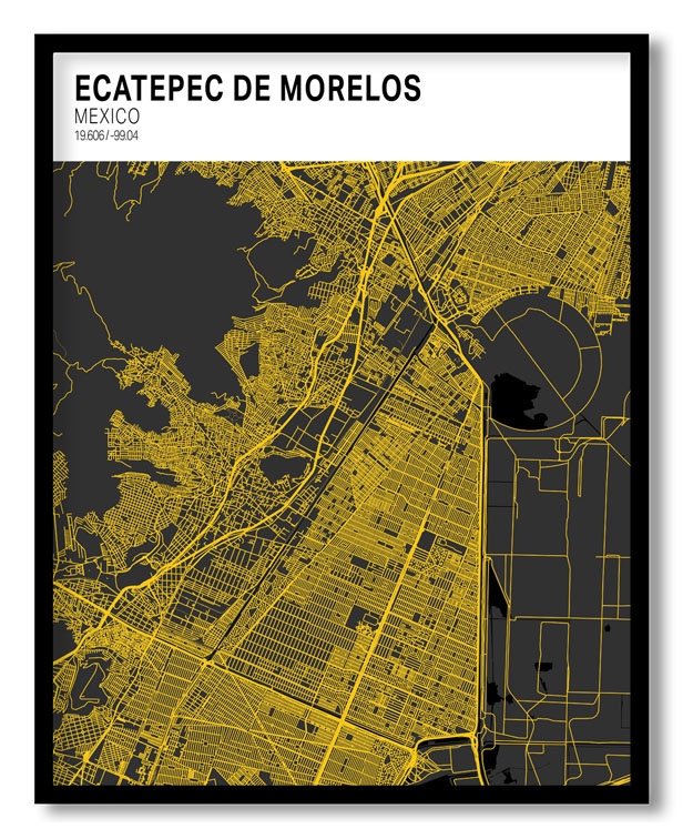 Strip above poster white map of Ecatepec De Morelos