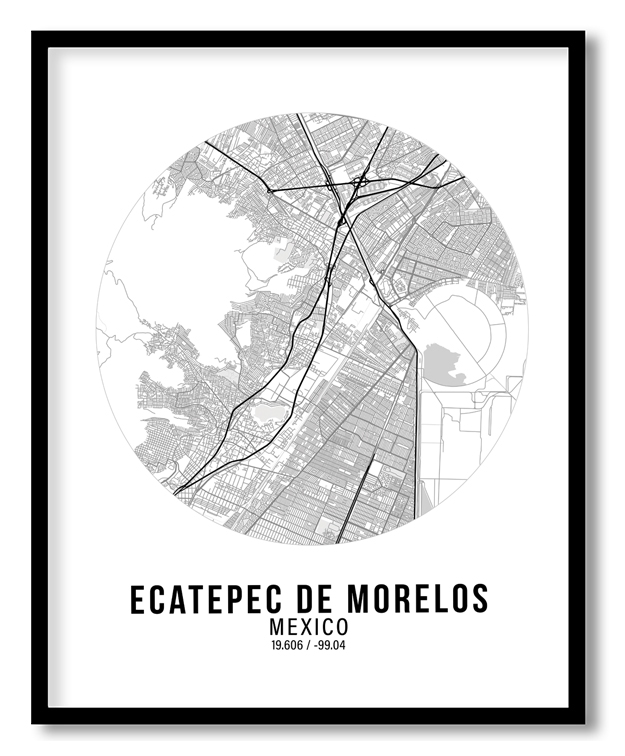 Circle poster white map of Ecatepec De Morelos