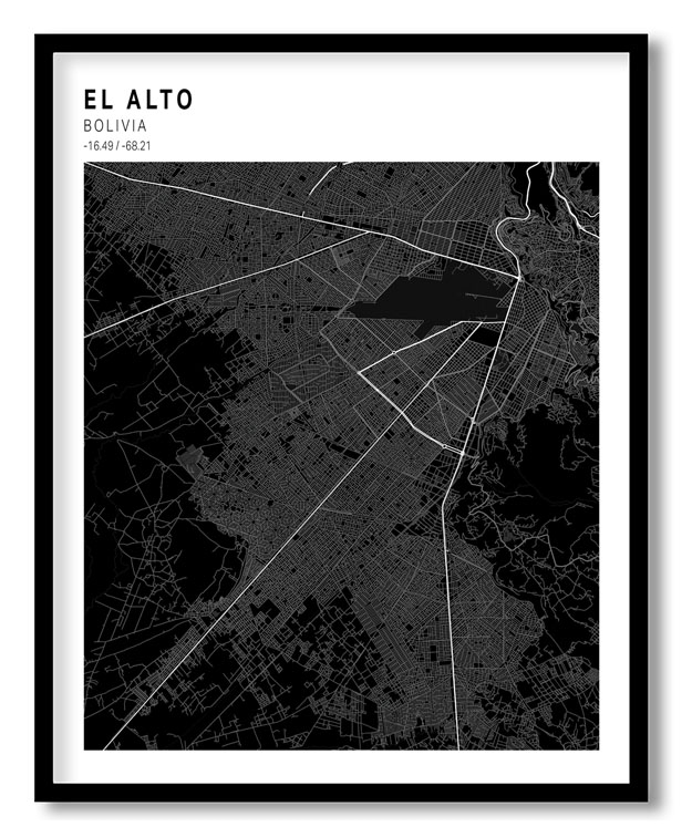 Pantone above black map of El Alto