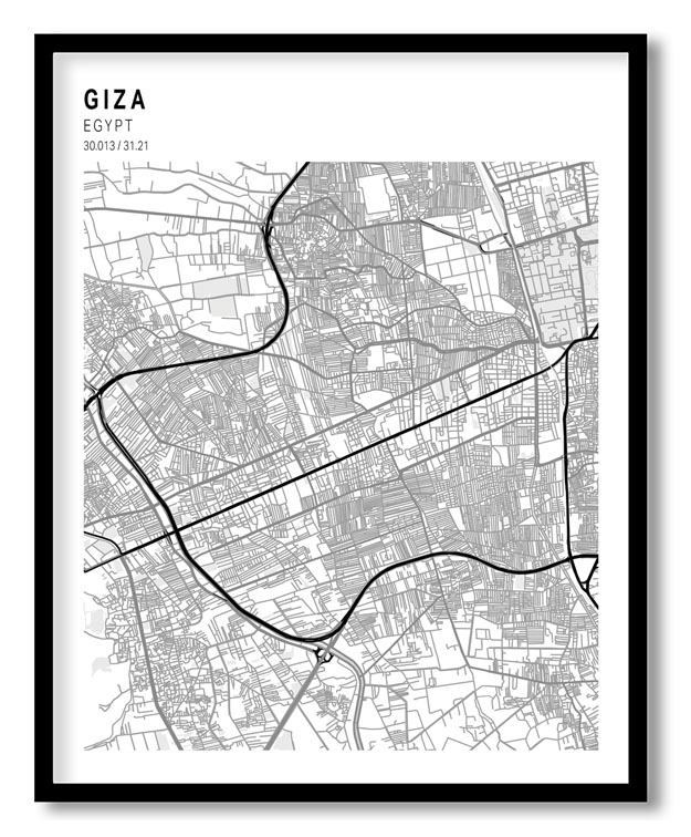 Pantone above white map of Giza