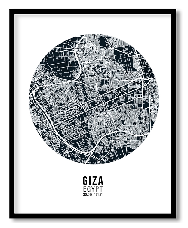 Circle poster blue map of Giza