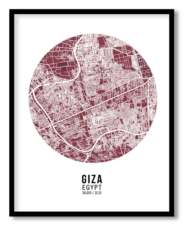 Circle poster red map of Giza