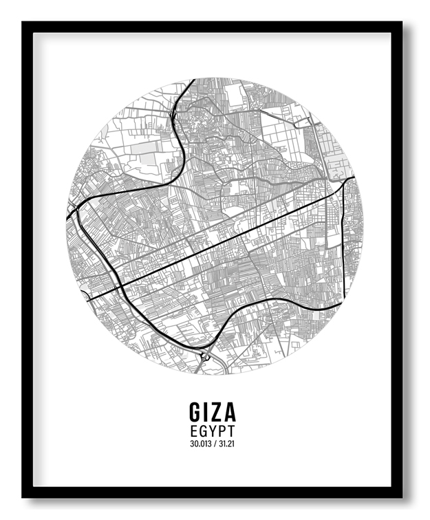 Circle poster white map of Giza