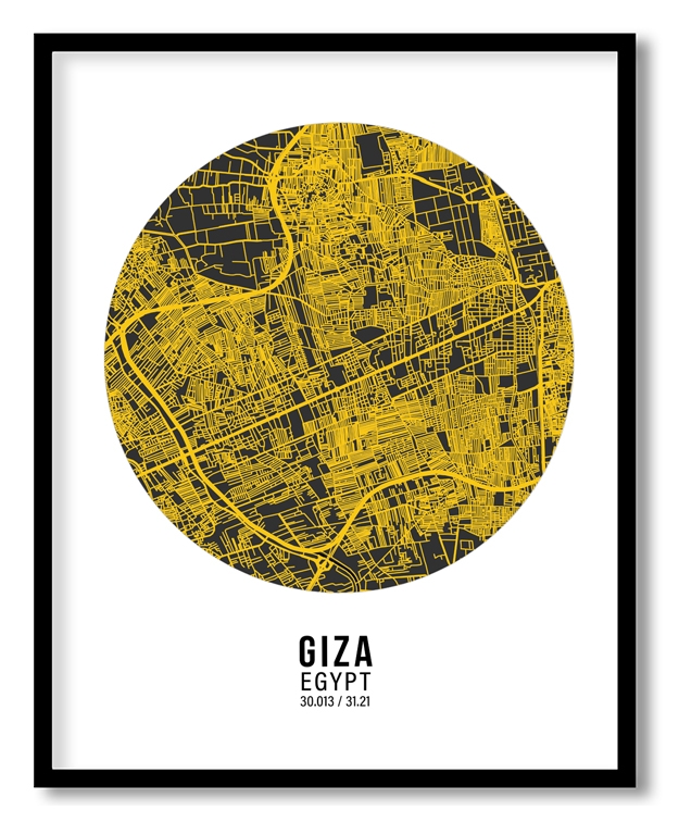 Circle poster yellow map of Giza