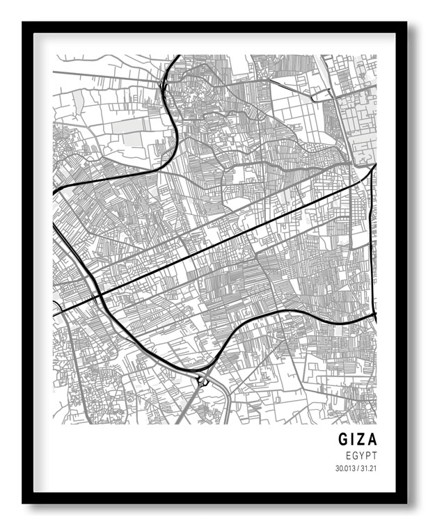 Pantone below white map of Giza