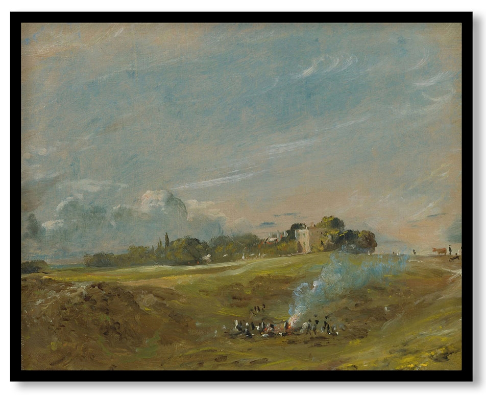 Hampstead Heath, with a Bonfire by John Constable (ca.1822)