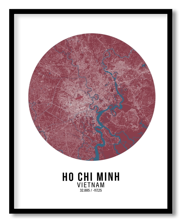 Circle poster red map of Ho Chi Minh