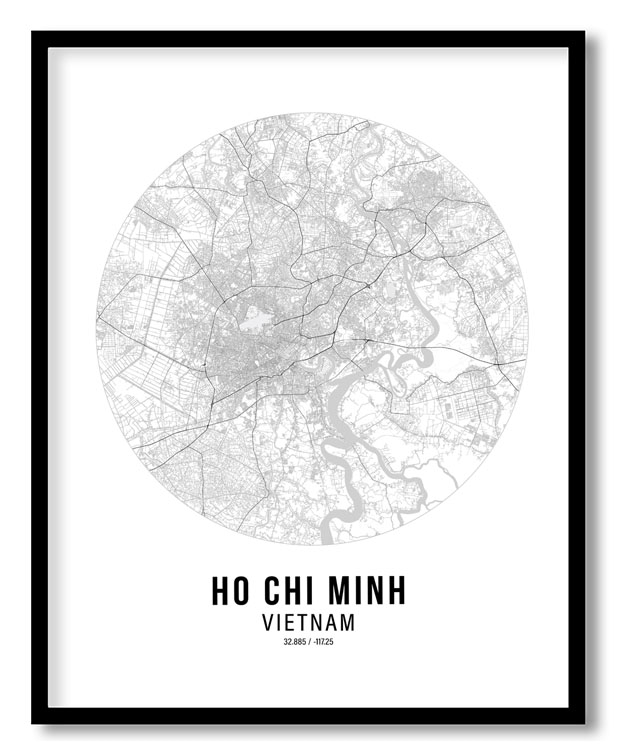 Circle poster white map of Ho Chi Minh