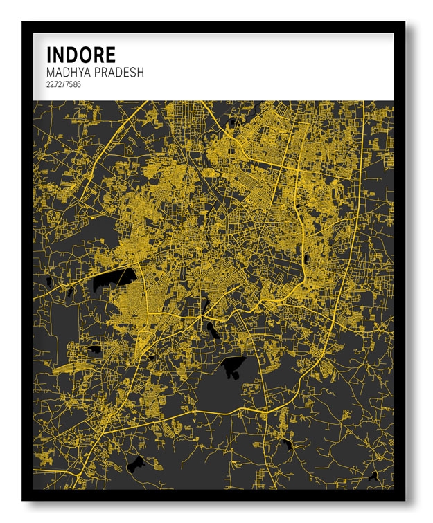 Strip above poster white map of Indore