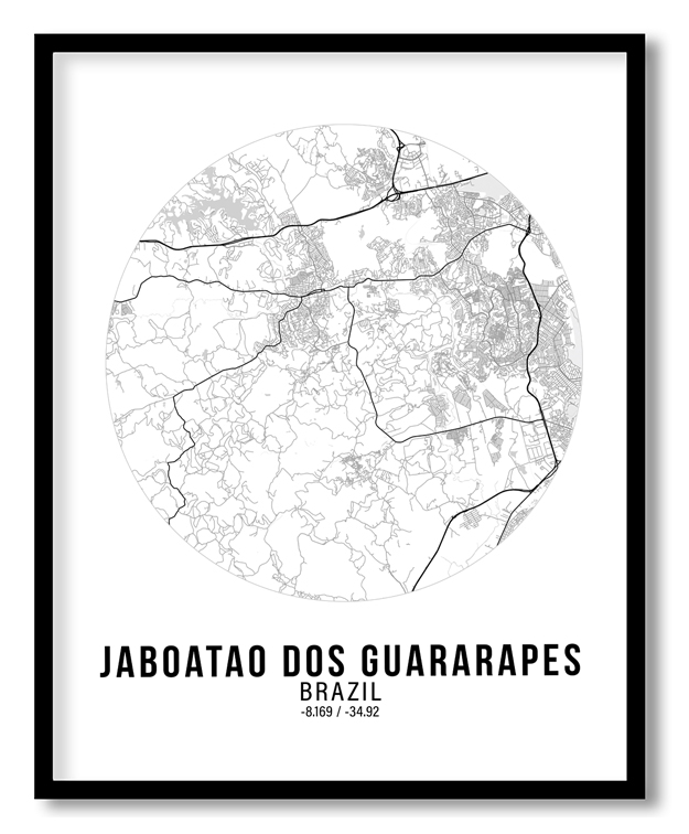 Circle poster white map of Jaboatao Dos Guararapes