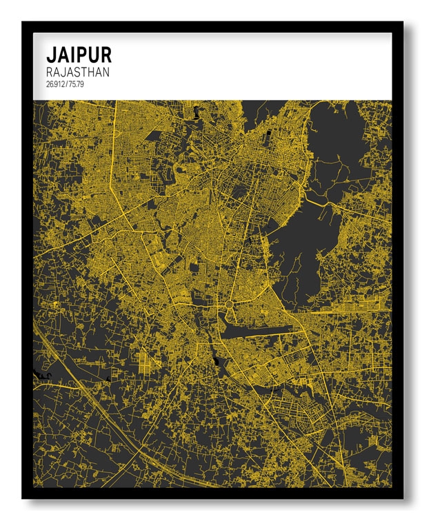 Strip above poster white map of Jaipur