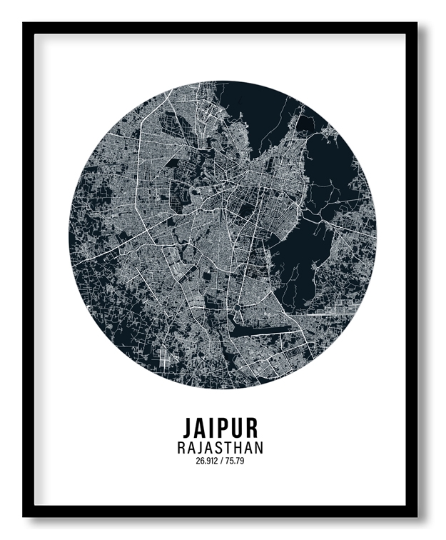 Circle poster blue map of Jaipur