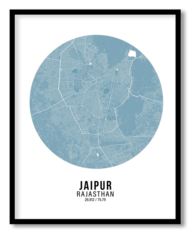 Circle poster sky blue map of Jaipur