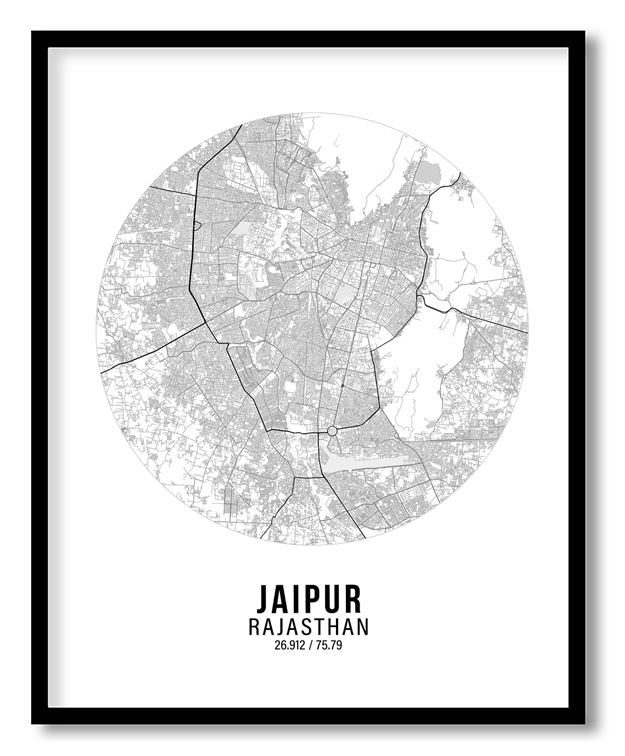 Circle poster white map of Jaipur