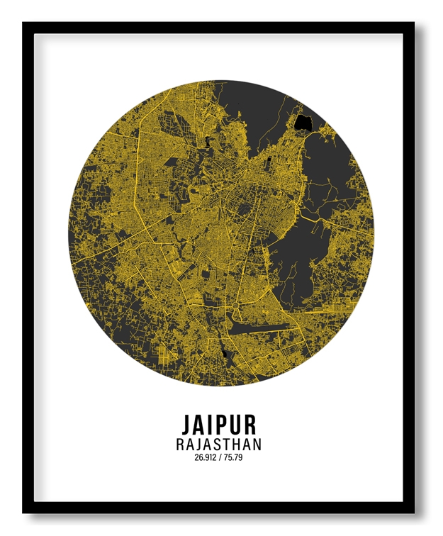 Circle poster yellow map of Jaipur