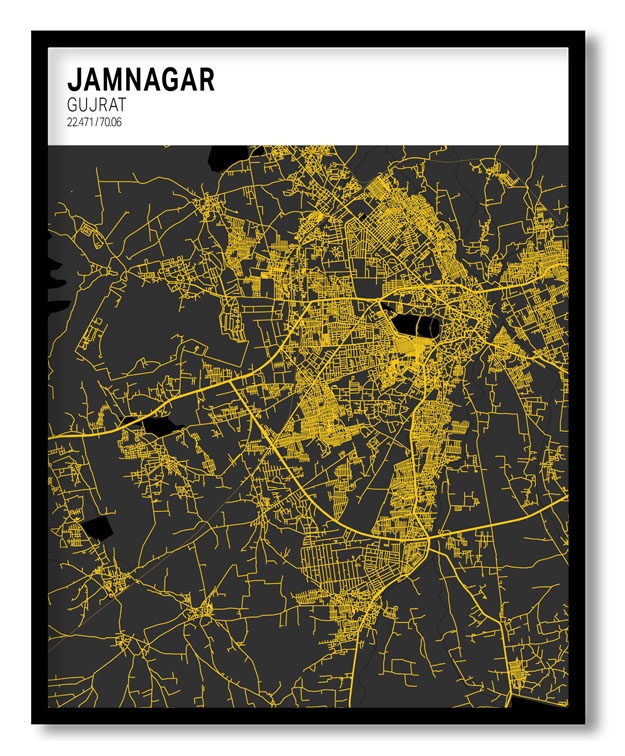 Strip above poster white map of Jamnagar