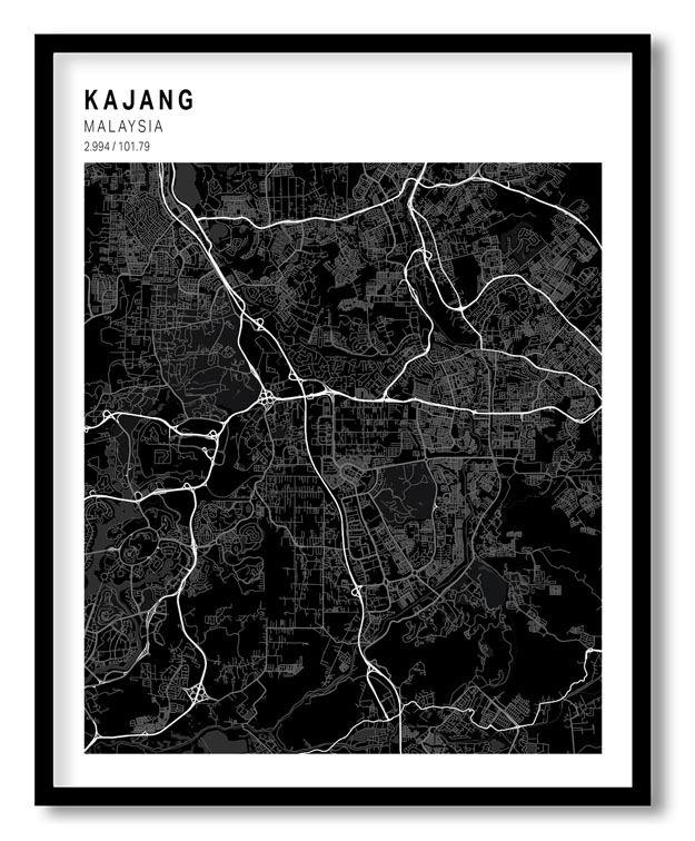 Pantone above black map of Kajang