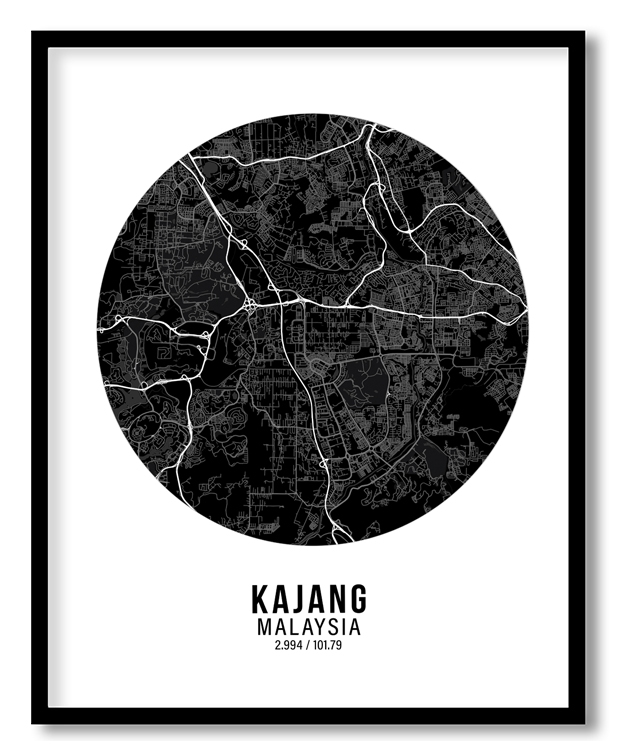 Circle poster black map of Kajang