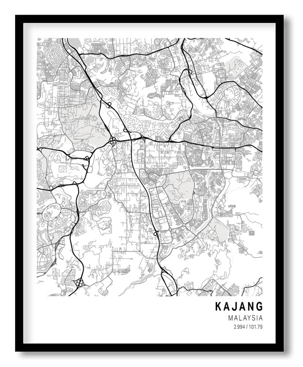 Pantone below white map of Kajang