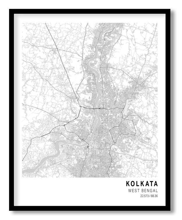 Pantone below white map of Kolkata