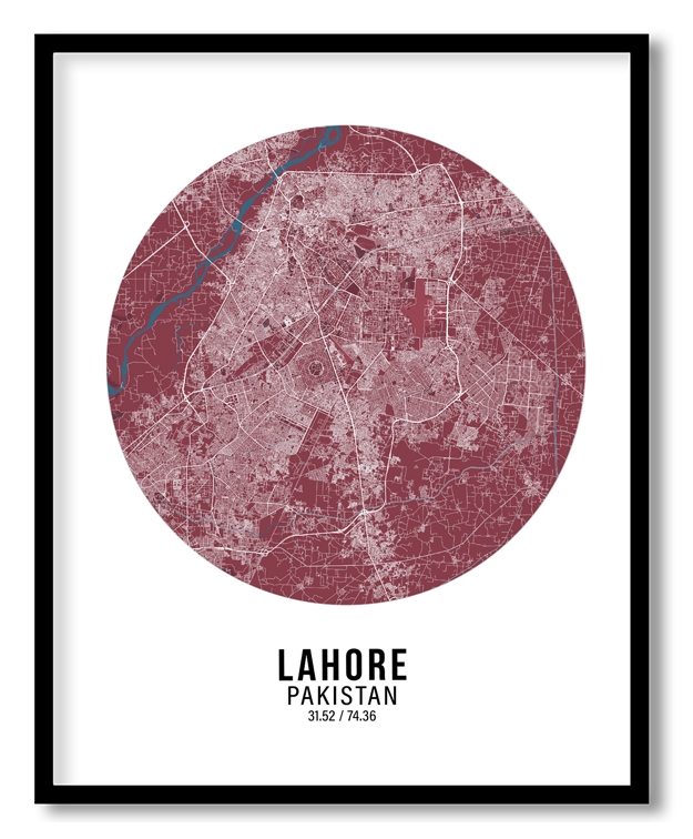 Circle poster red map of Lahore
