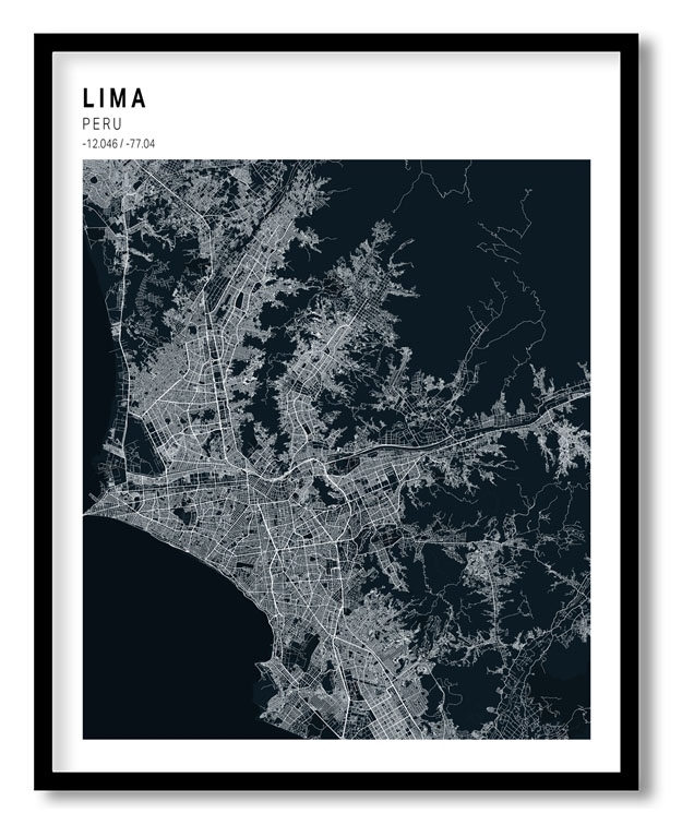 Pantone above blue map of Lima