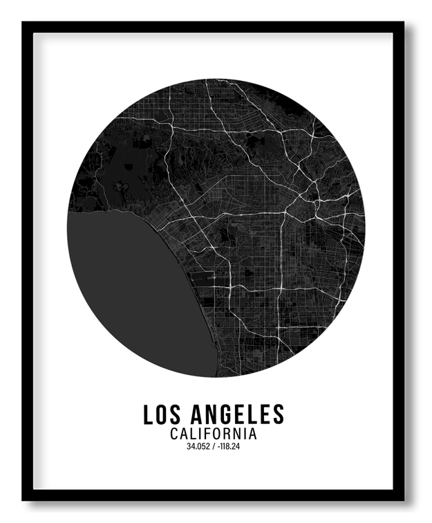 Circle poster black map of Los Angeles