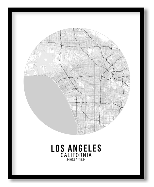 Circle poster white map of Los Angeles