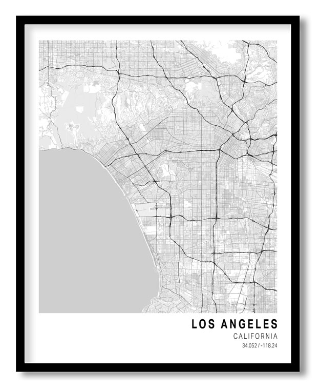 Pantone below white map of Los Angeles
