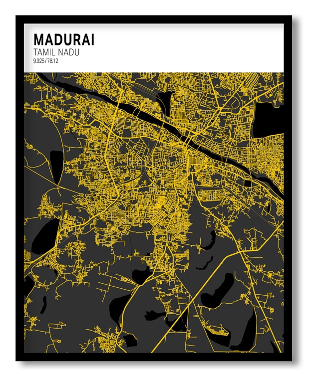 Strip above poster white map of Madurai