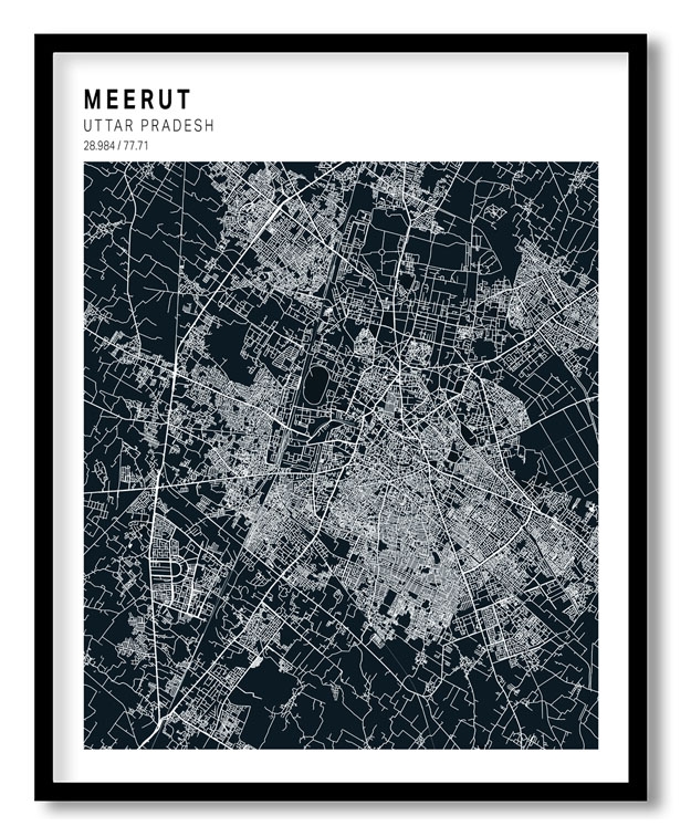 Pantone above blue map of Meerut