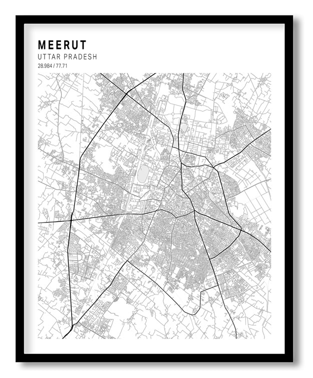 Pantone above white map of Meerut