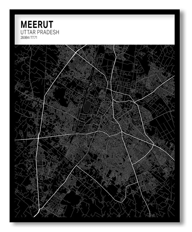 Strip above poster black map of Meerut