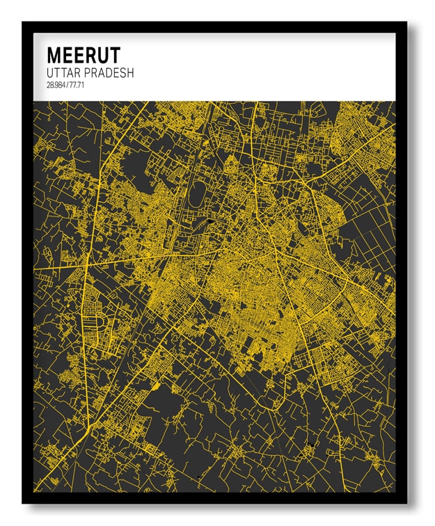 Strip above poster white map of Meerut