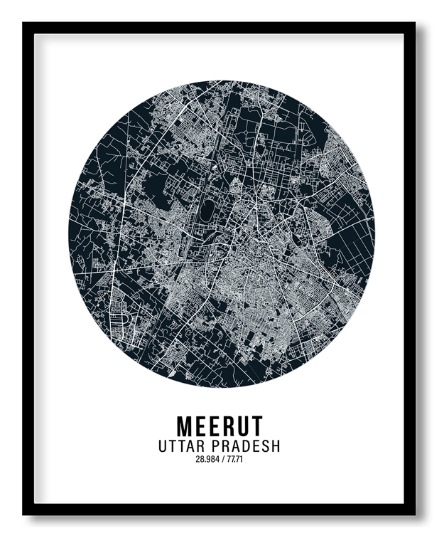 Circle poster blue map of Meerut