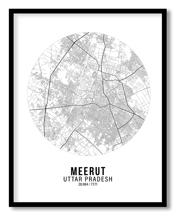 Circle poster white map of Meerut