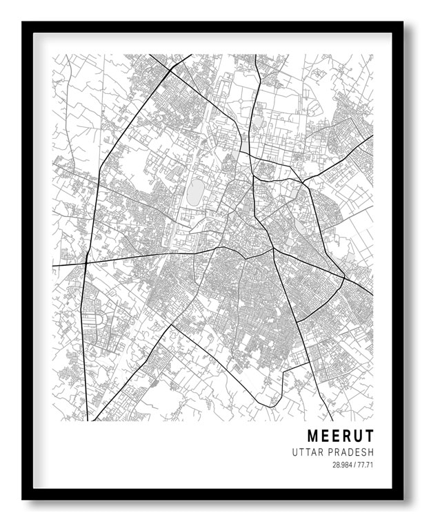 Pantone below white map of Meerut