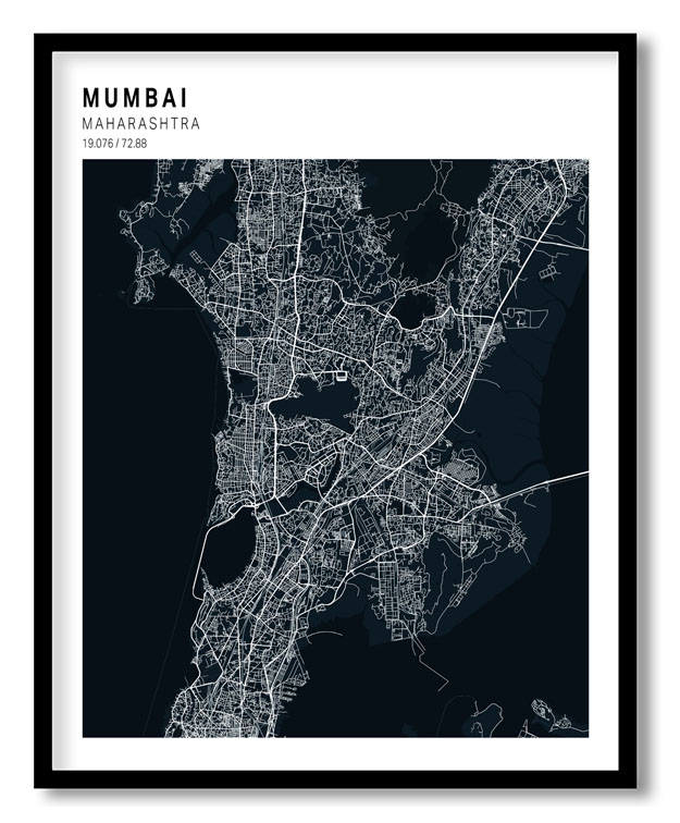 Pantone above blue map of Mumbai