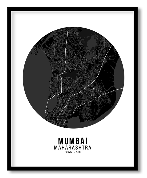 Circle poster black map of Mumbai
