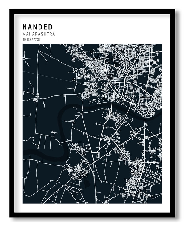 Pantone above blue map of Nanded