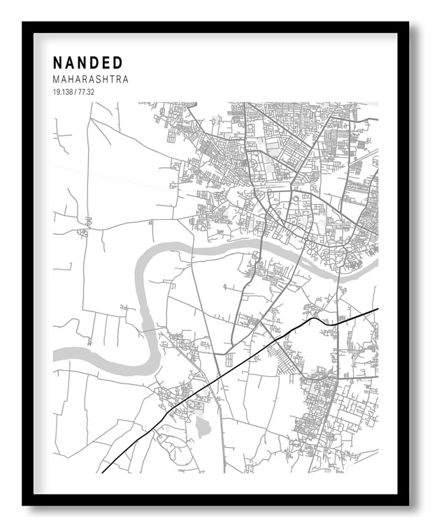 Pantone above white map of Nanded