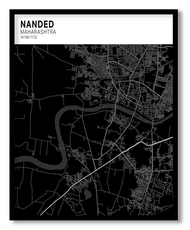 Strip above poster black map of Nanded
