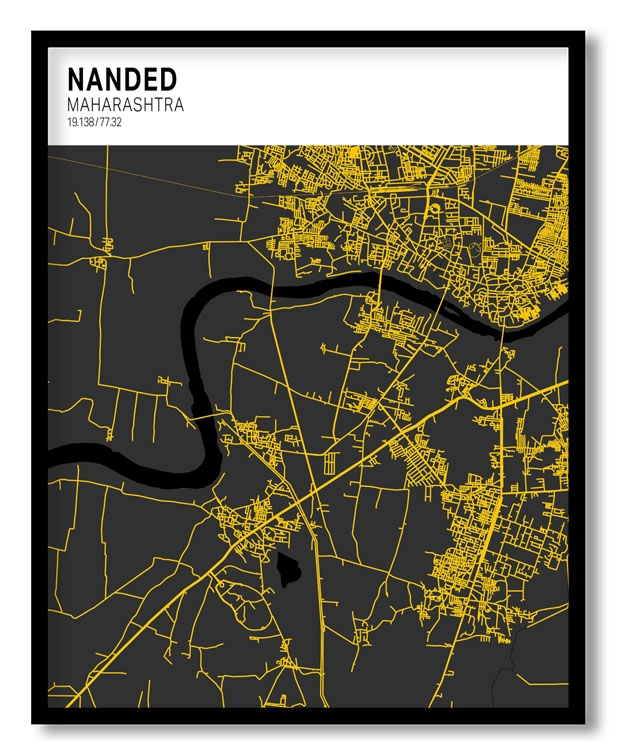 Strip above poster white map of Nanded